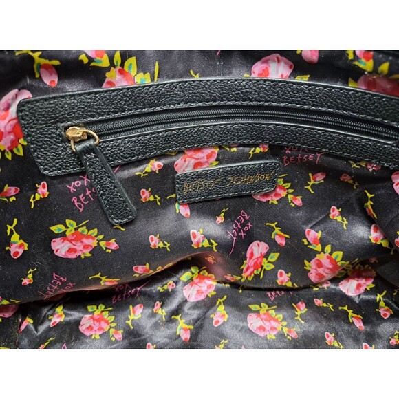 Betsey Johnson Quilted Satchel Black Bag - Picture 11 of 15